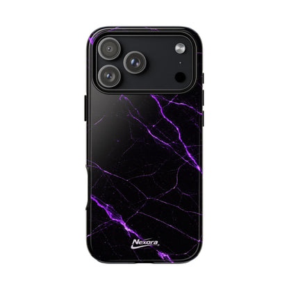 Nexora Purple Lightning Marble Phone Case — Tough Protective Phone Case