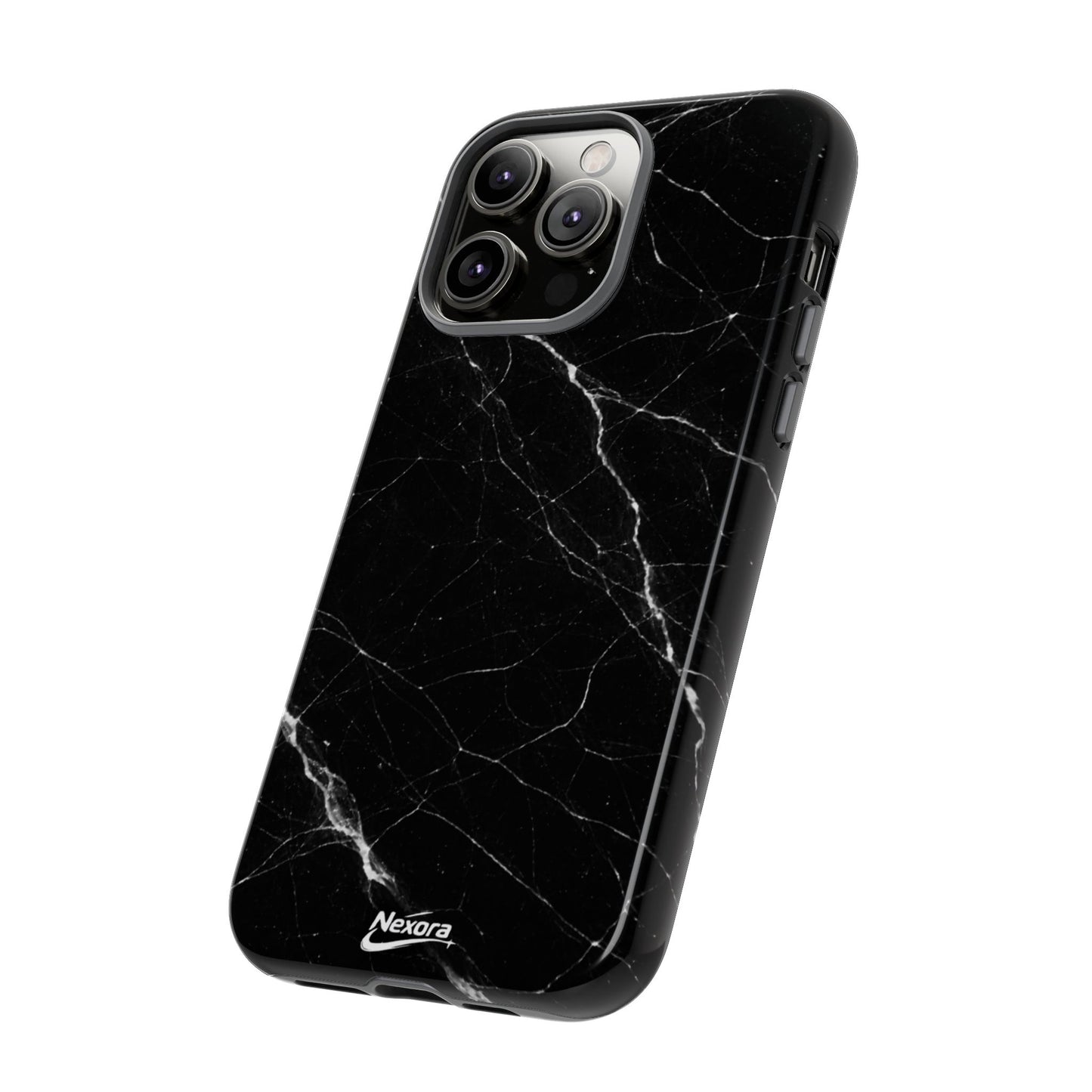 Nexora Black Marble Tough Phone Case — Slim Protective iPhone Cover