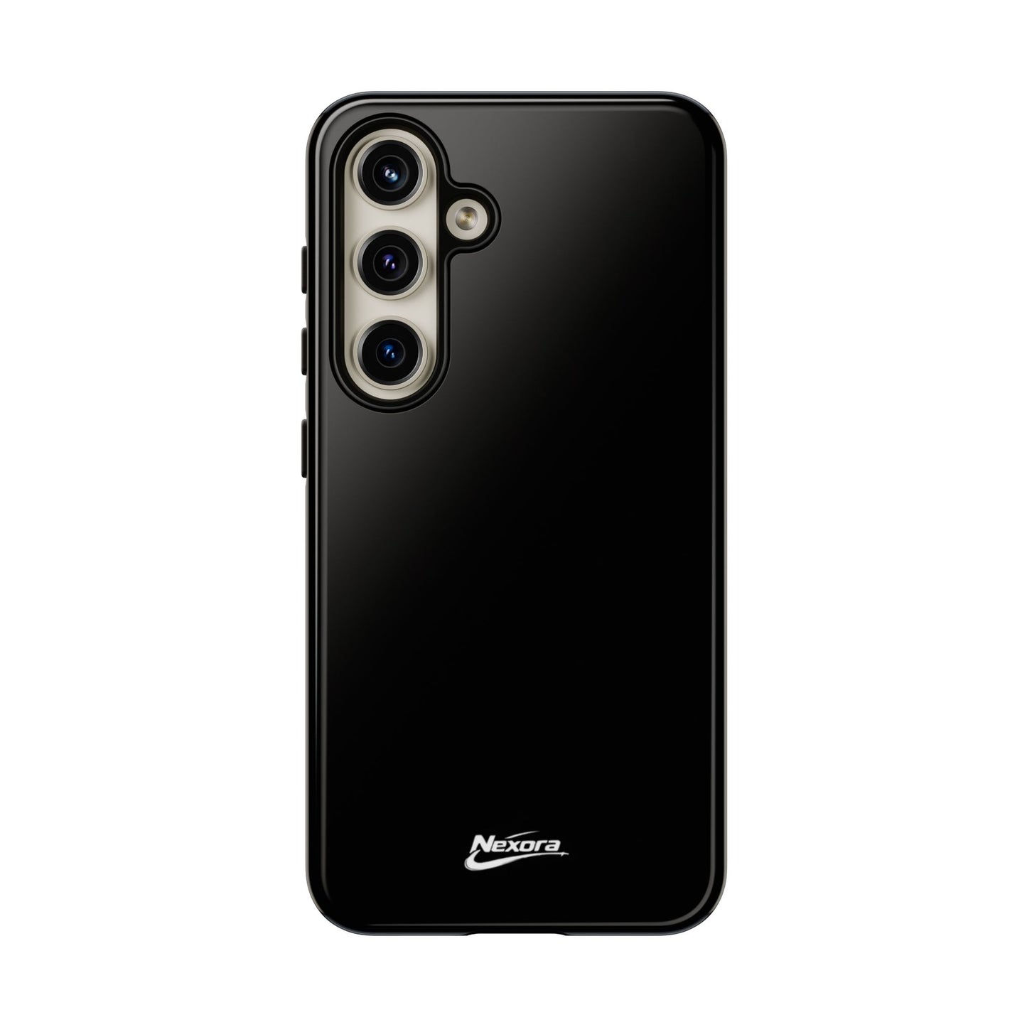 Nexora Black Tough Phone Case – Protective Slim Armor with Logo