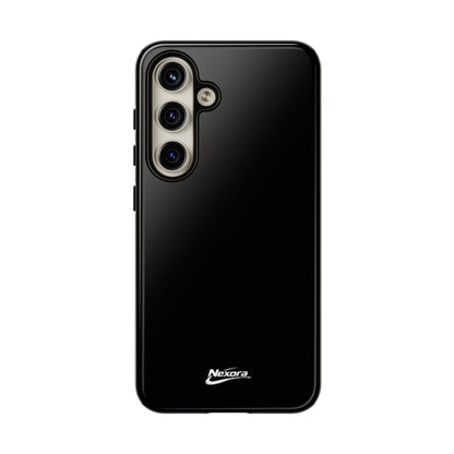 Nexora Black Tough Phone Case – Protective Slim Armor with Logo
