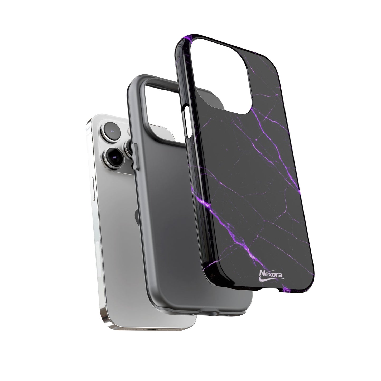 Nexora Purple Lightning Marble Phone Case — Tough Protective Phone Case
