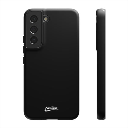 Nexora Black Tough Phone Case – Protective Slim Armor with Logo