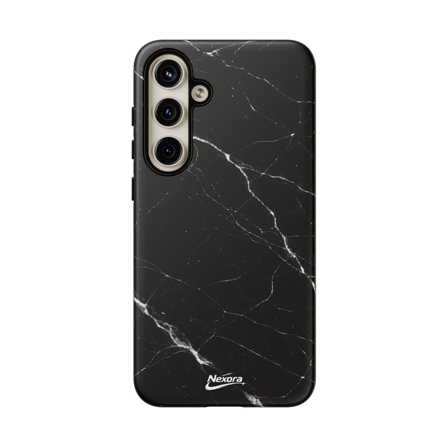 Nexora Black Marble Phone Case — Sleek Tough Protective Case with White Veining