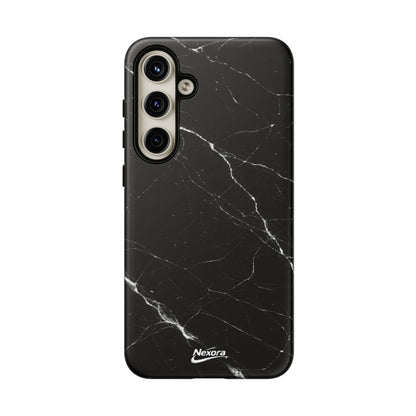 Nexora Black Marble Phone Case — Sleek Tough Protective Case with White Veining