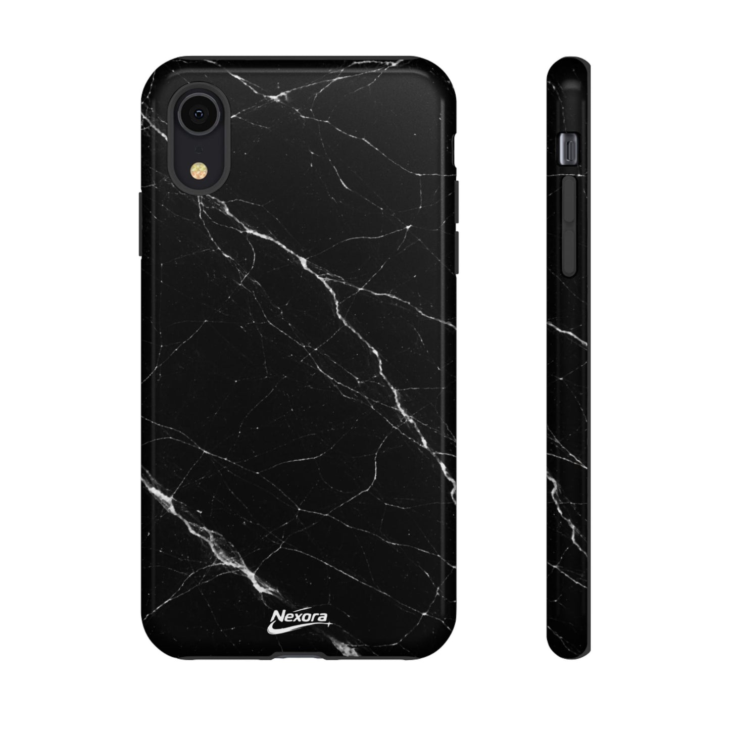 Nexora Black Marble Tough Phone Case — Slim Protective iPhone Cover