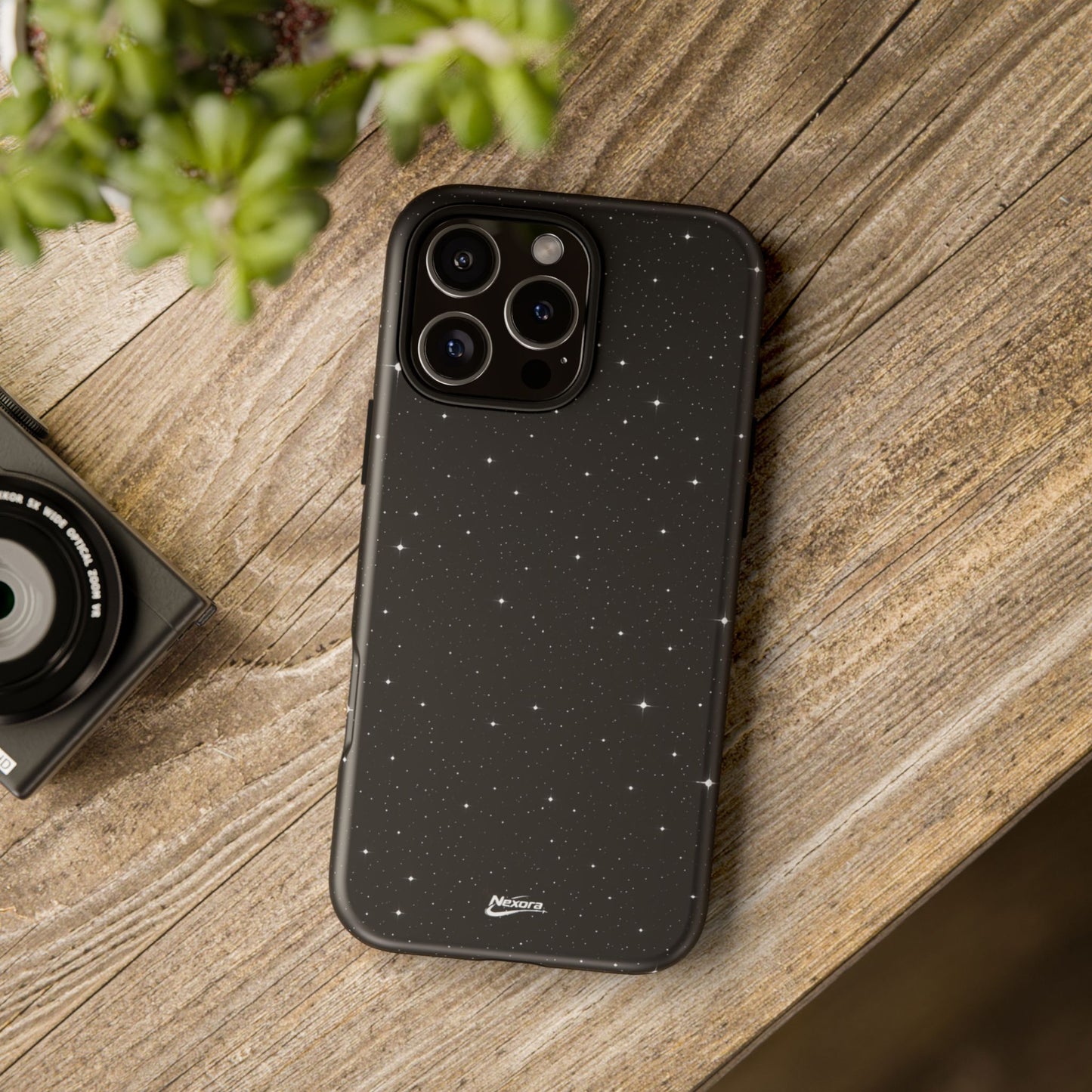Nexora Galaxy Tough Phone Case — Black Stardust Protective Case