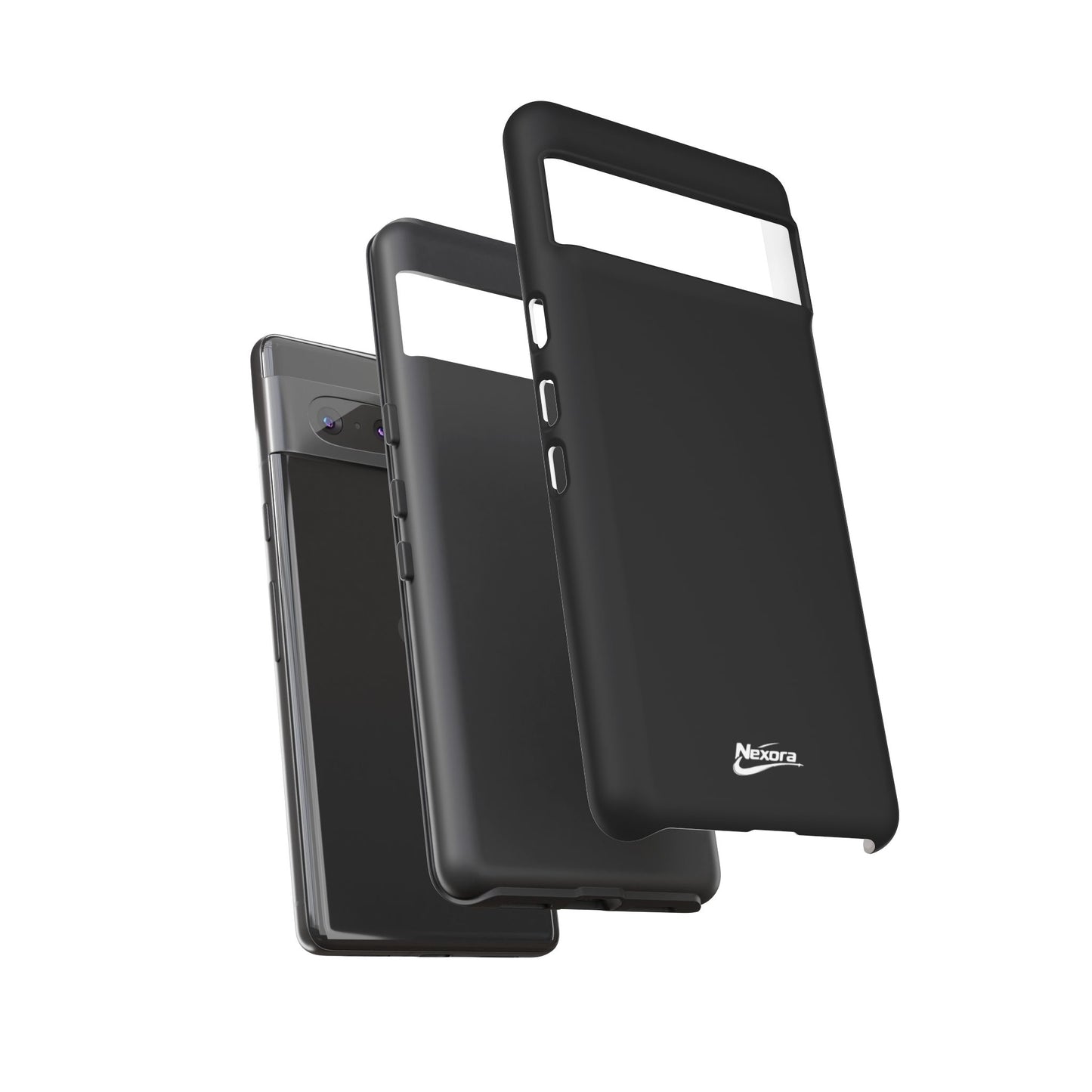 Nexora Black Tough Phone Case – Protective Slim Armor with Logo