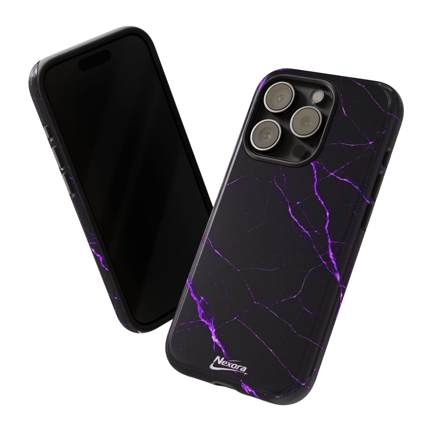 Nexora Purple Lightning Marble Phone Case — Tough Protective Phone Case