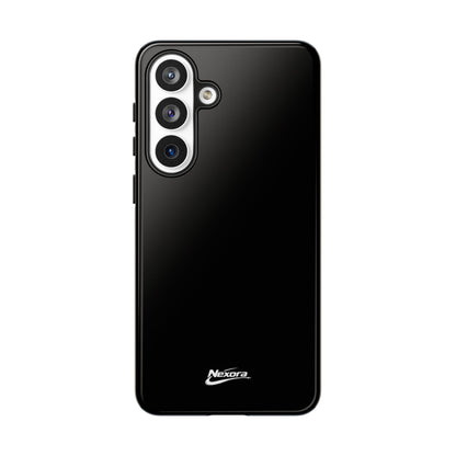 Nexora Black Tough Phone Case – Protective Slim Armor with Logo