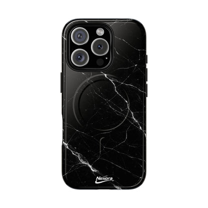 Nexora Magnetic Tough Phone Case - Black Marble Protective Cover