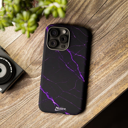 Nexora Purple Lightning Marble Phone Case — Tough Protective Phone Case