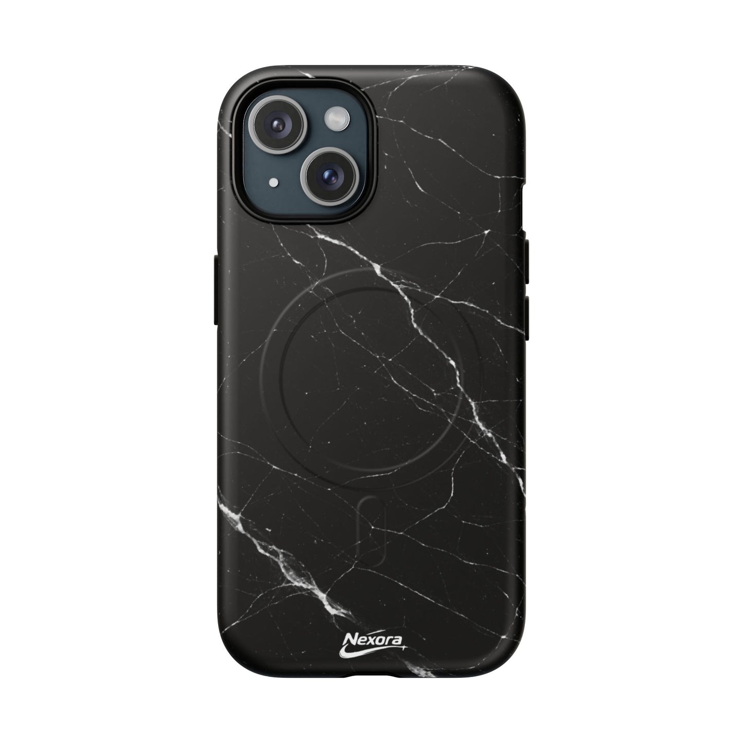 Nexora Magnetic Tough Phone Case - Black Marble Protective Cover