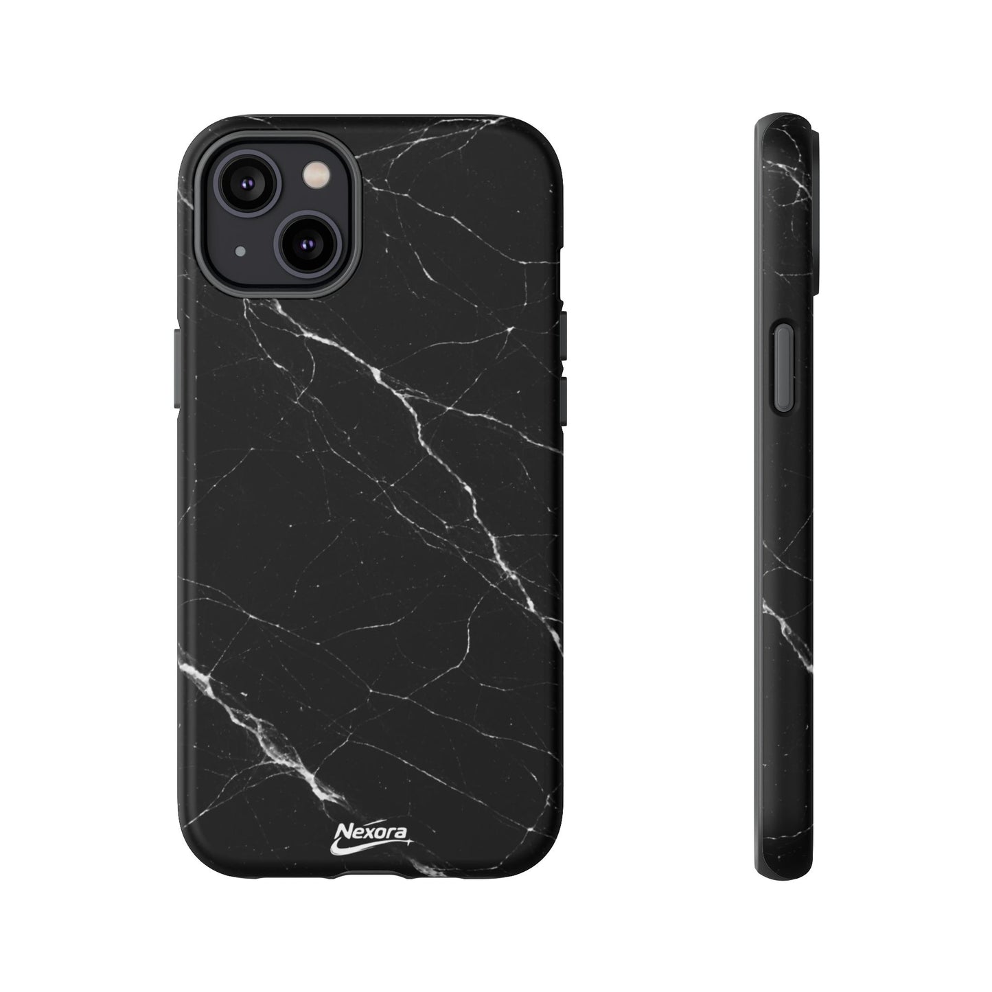 Nexora Black Marble Tough Phone Case — Slim Protective iPhone Cover