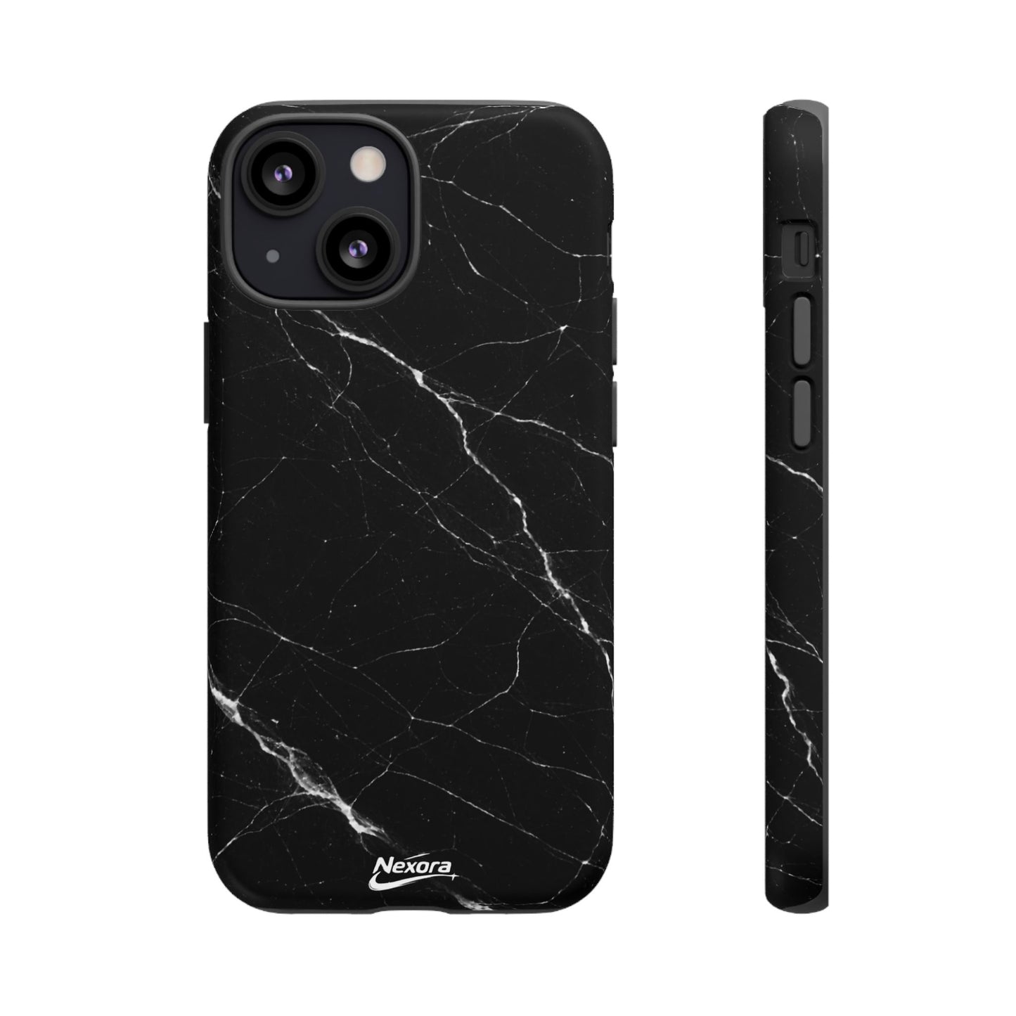 Nexora Black Marble Tough Phone Case — Slim Protective iPhone Cover