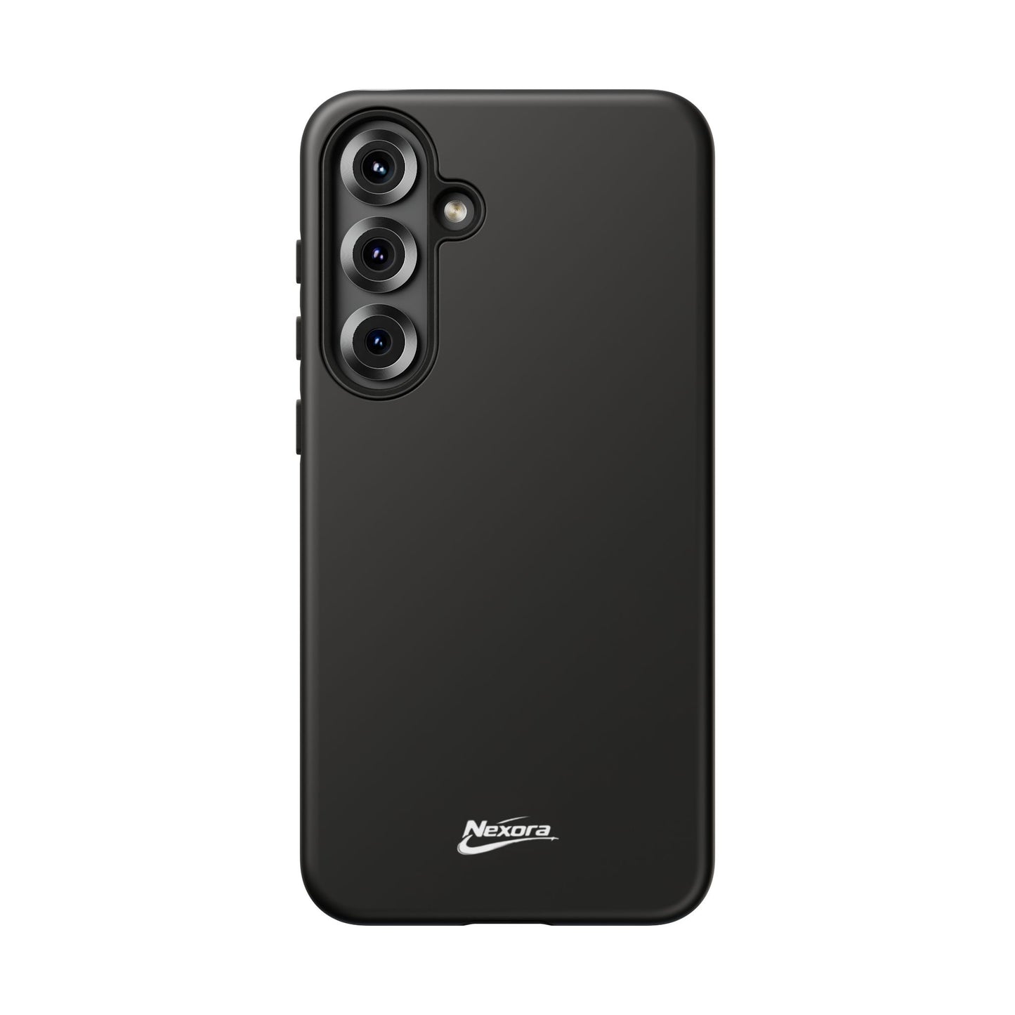 Nexora Black Tough Phone Case – Protective Slim Armor with Logo