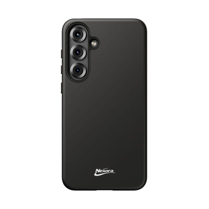 Nexora Black Tough Phone Case – Protective Slim Armor with Logo