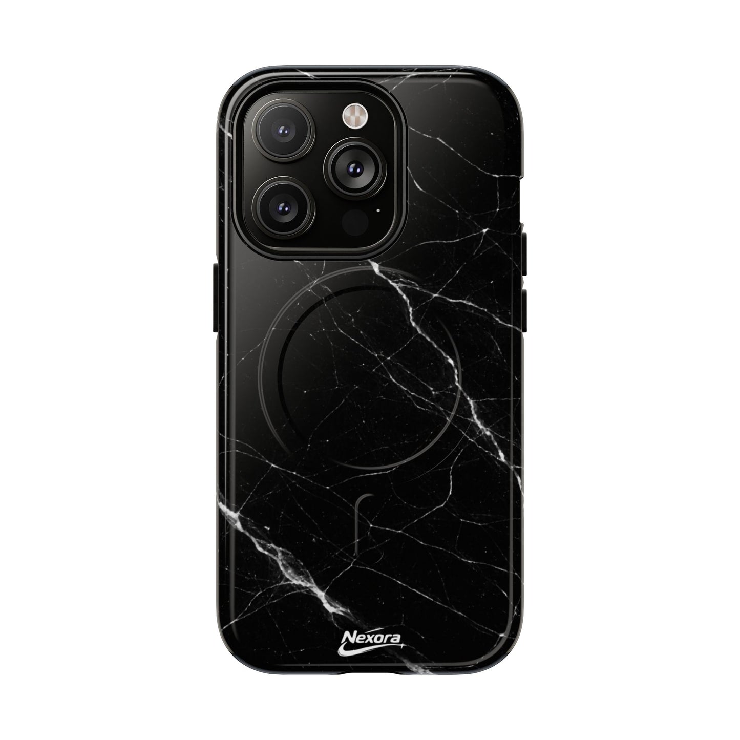 Nexora Magnetic Tough Phone Case - Black Marble Protective Cover