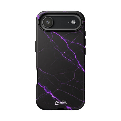 Nexora Purple Lightning Marble Phone Case — Tough Protective Phone Case