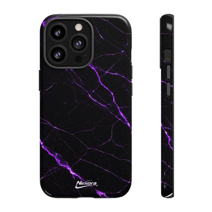 Nexora Purple Lightning Marble Phone Case — Tough Protective Phone Case