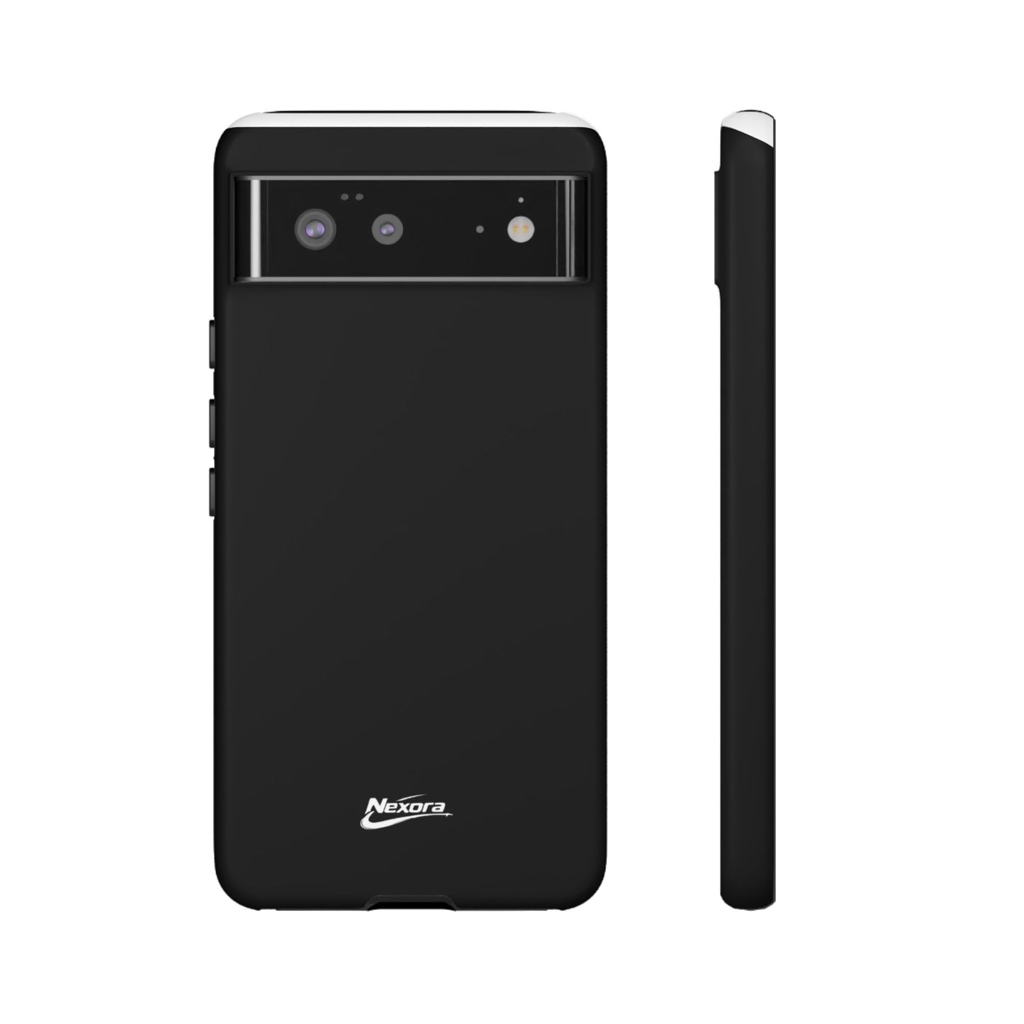 Nexora Black Tough Phone Case – Protective Slim Armor with Logo