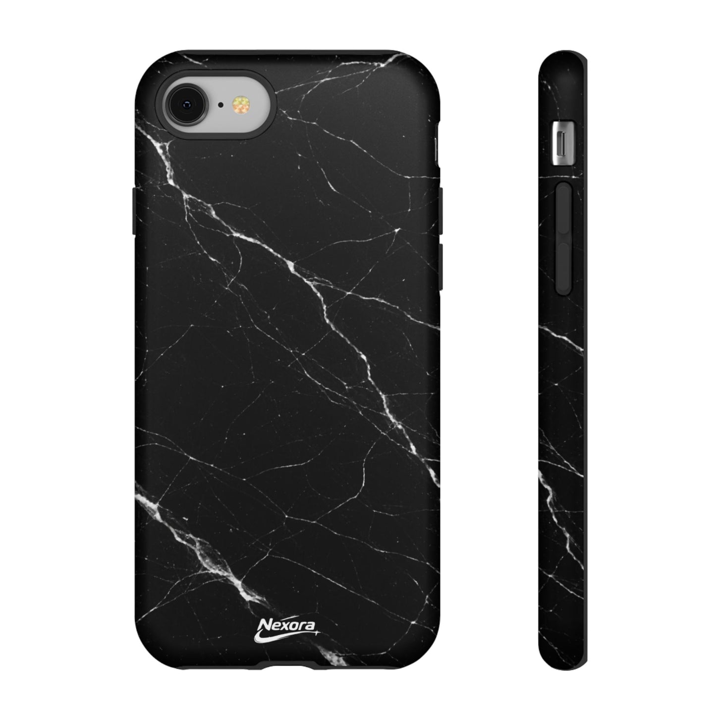 Nexora Black Marble Tough Phone Case — Slim Protective iPhone Cover
