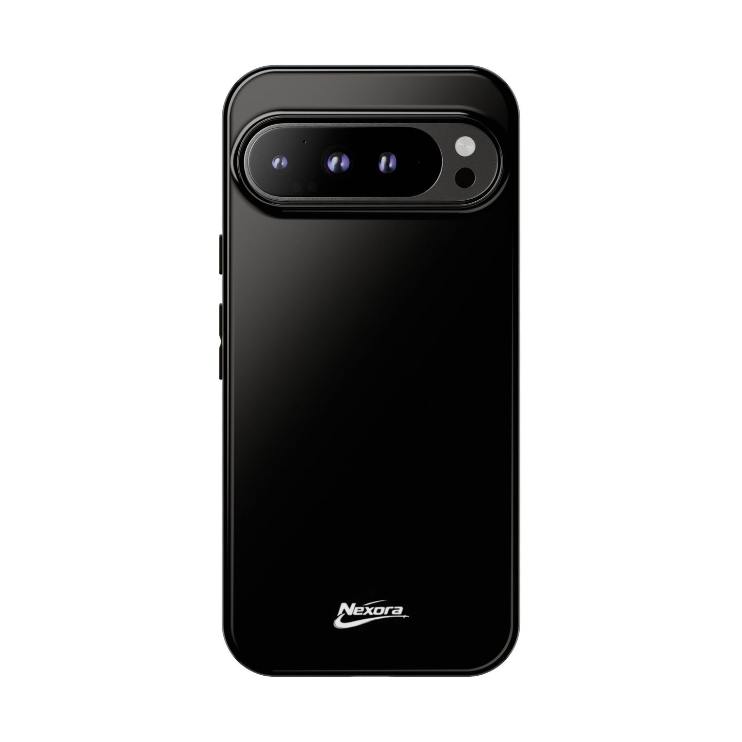 Nexora Black Tough Phone Case – Protective Slim Armor with Logo