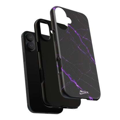 Nexora Purple Lightning Marble Phone Case — Tough Protective Phone Case
