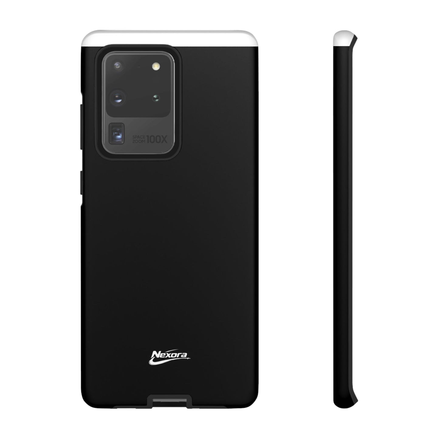 Nexora Black Tough Phone Case – Protective Slim Armor with Logo