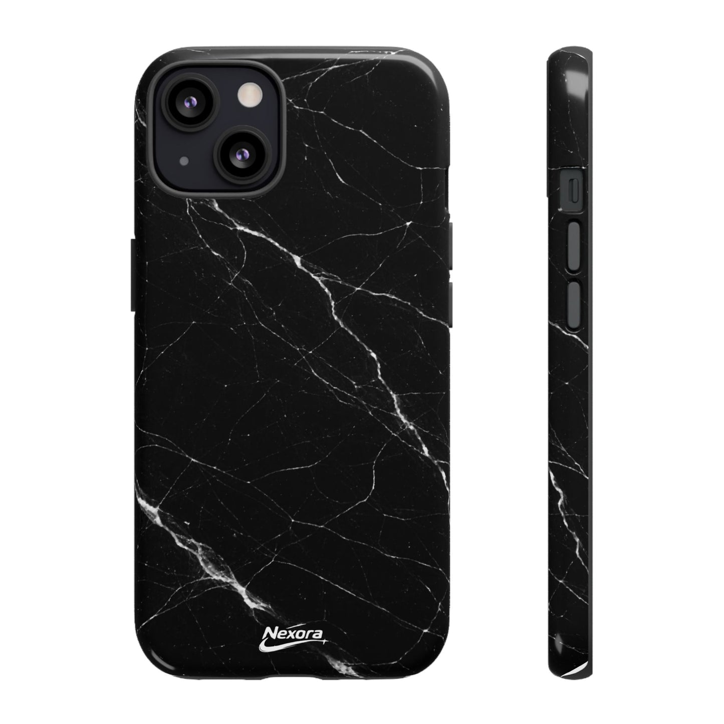 Nexora Black Marble Tough Phone Case — Slim Protective iPhone Cover