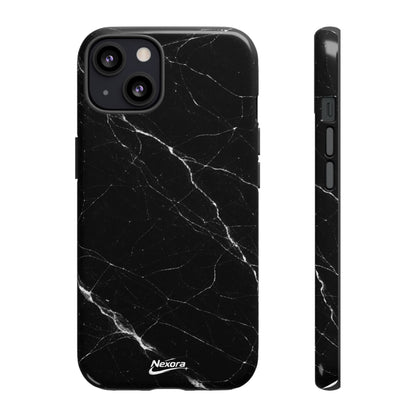 Nexora Black Marble Tough Phone Case — Slim Protective iPhone Cover