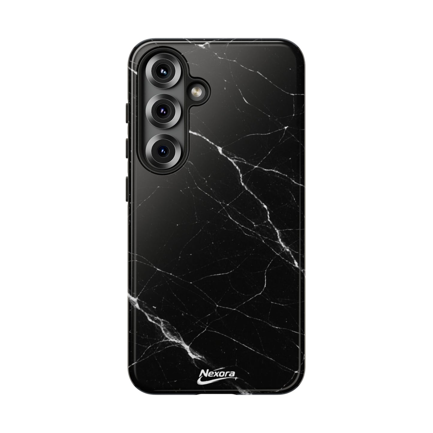 Nexora Black Marble Phone Case — Sleek Tough Protective Case with White Veining