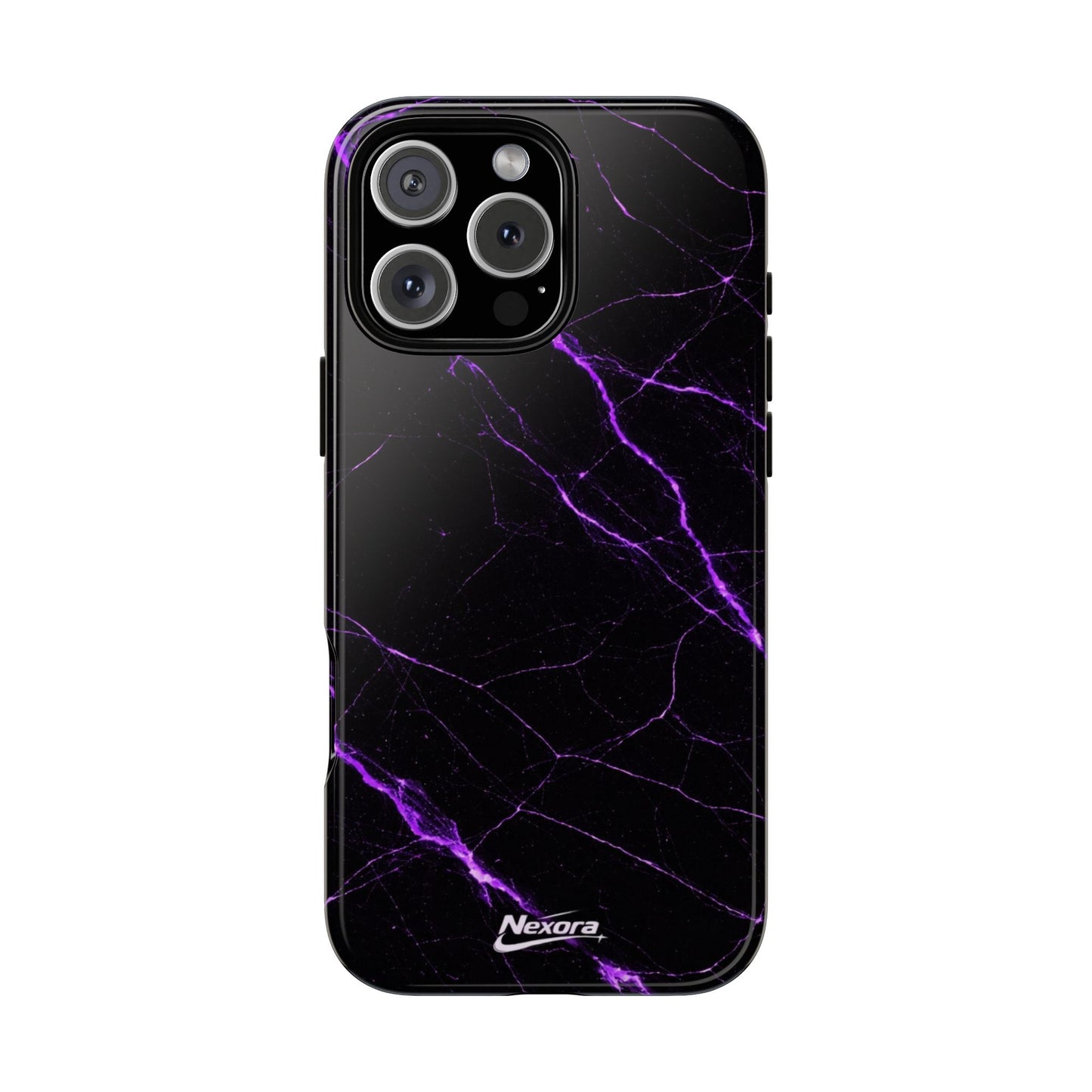 Nexora Purple Lightning Marble Phone Case — Tough Protective Phone Case