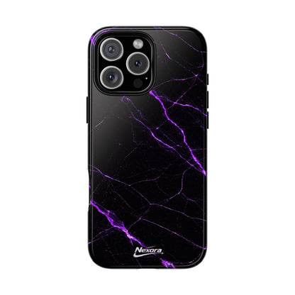 Nexora Purple Lightning Marble Phone Case — Tough Protective Phone Case