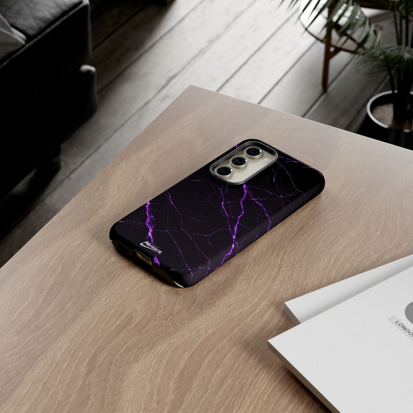 Nexora Purple Lightning Marble Phone Case