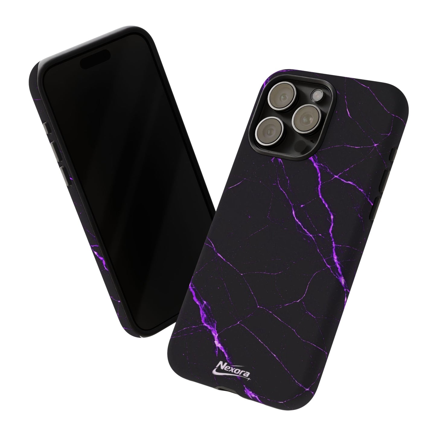 Nexora Purple Lightning Marble Phone Case — Tough Protective Phone Case