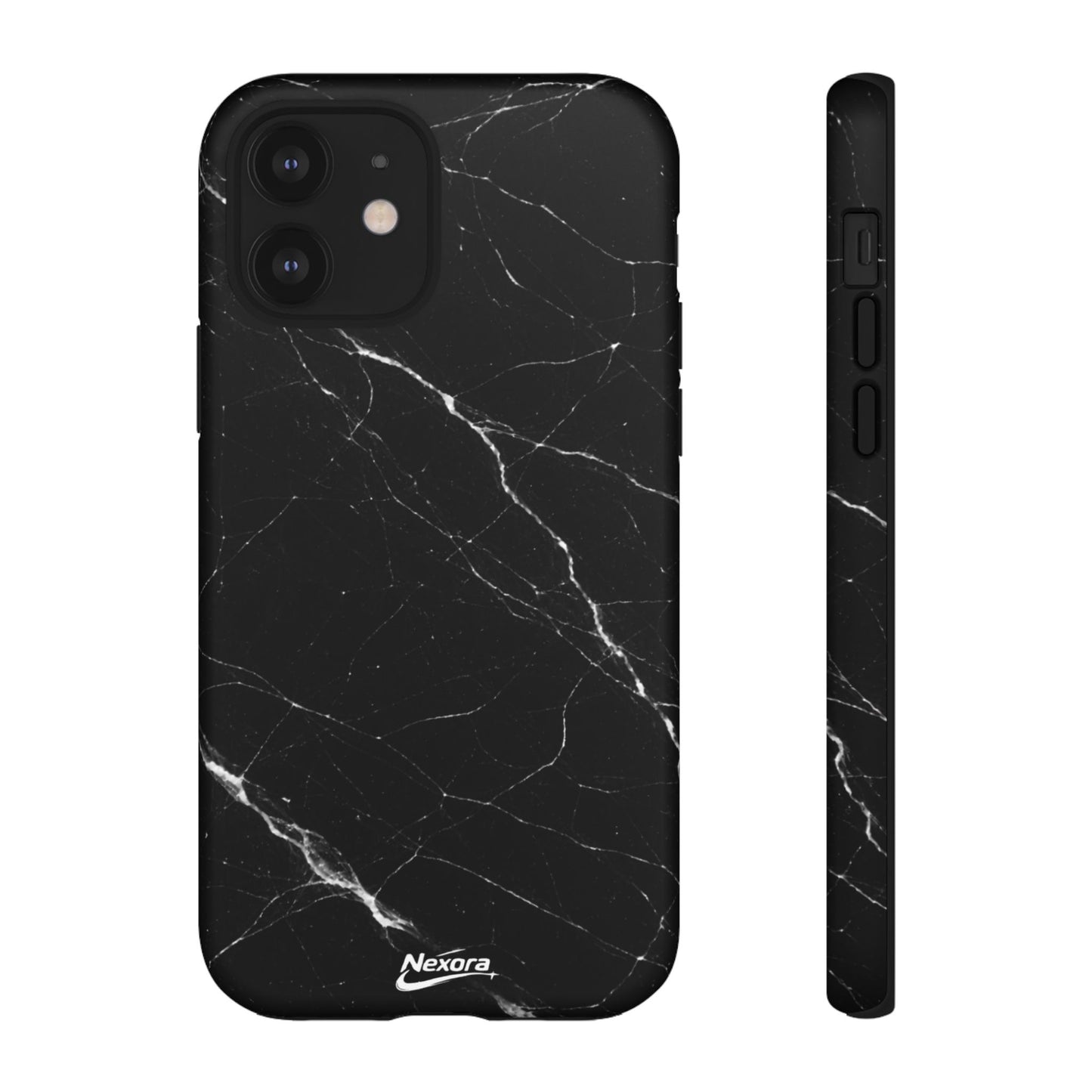 Nexora Black Marble Tough Phone Case — Slim Protective iPhone Cover
