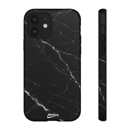 Nexora Black Marble Tough Phone Case — Slim Protective iPhone Cover