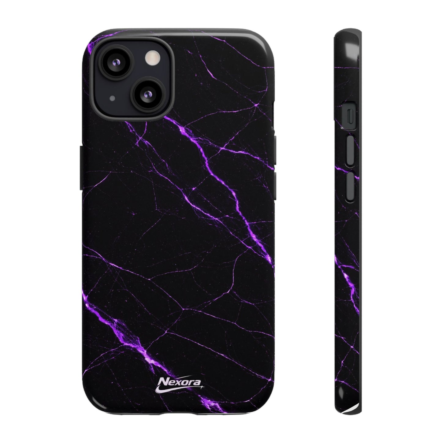 Nexora Purple Lightning Marble Phone Case — Tough Protective Phone Case