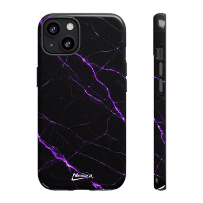 Nexora Purple Lightning Marble Phone Case — Tough Protective Phone Case