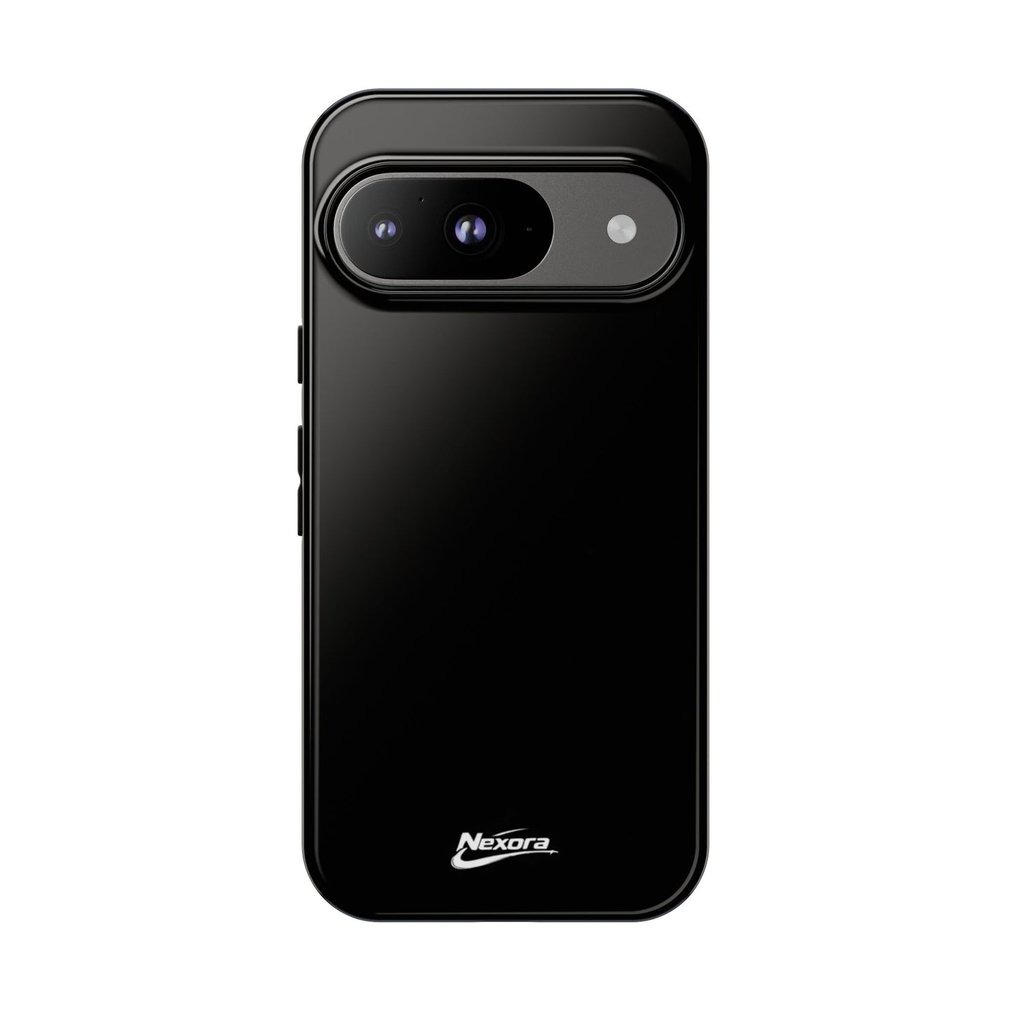 Nexora Black Tough Phone Case – Protective Slim Armor with Logo