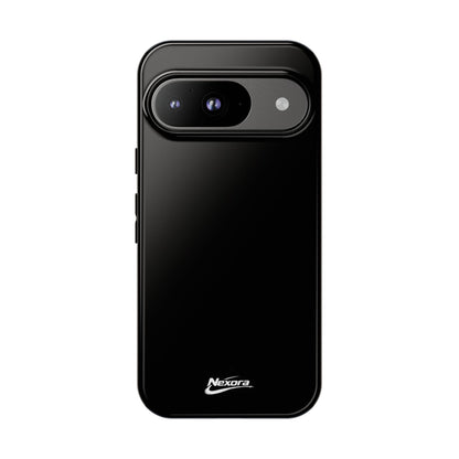 Nexora Black Tough Phone Case – Protective Slim Armor with Logo