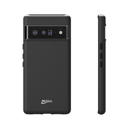 Nexora Black Tough Phone Case – Protective Slim Armor with Logo