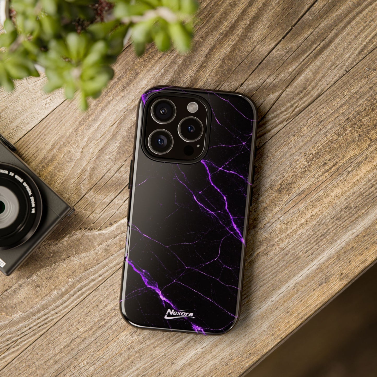 Nexora Purple Lightning Marble Phone Case — Tough Protective Phone Case
