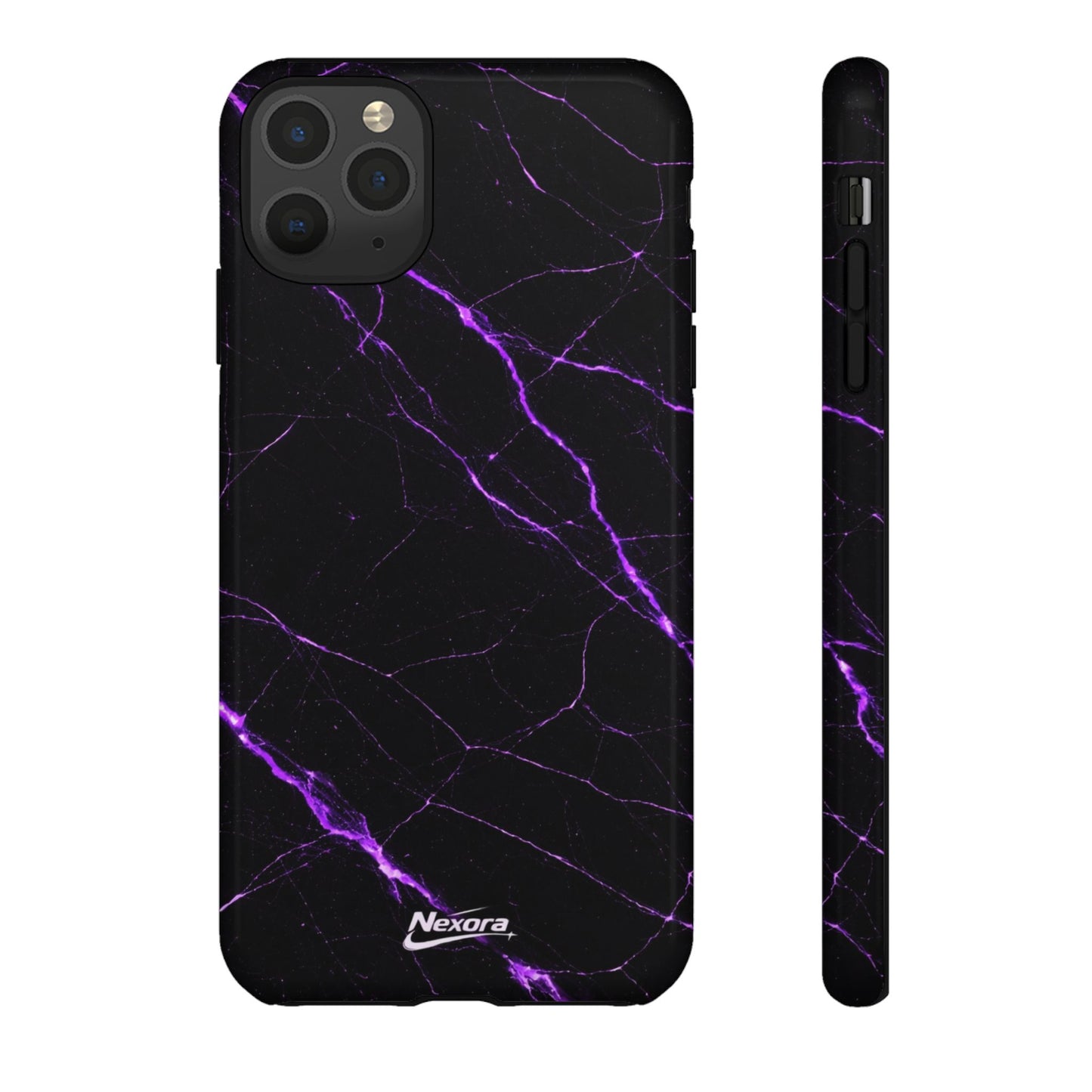 Nexora Purple Lightning Marble Phone Case — Tough Protective Phone Case