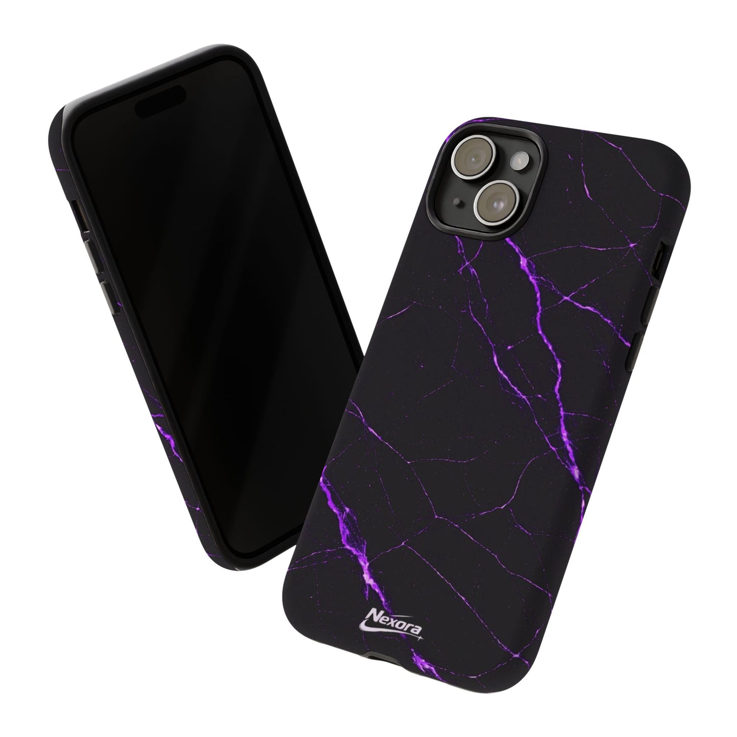 Nexora Purple Lightning Marble Phone Case — Tough Protective Phone Case