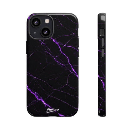 Nexora Purple Lightning Marble Phone Case — Tough Protective Phone Case