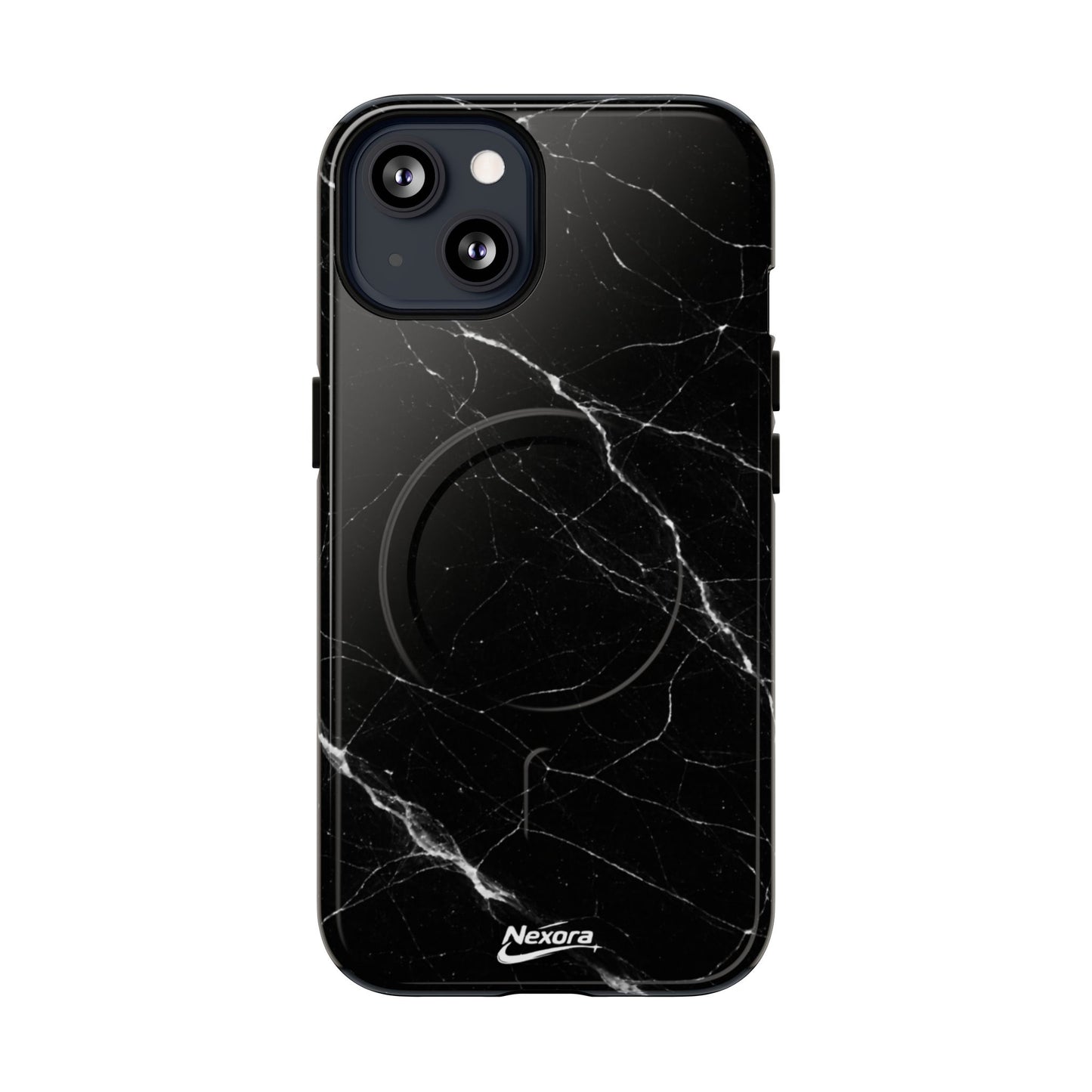 Nexora Magnetic Tough Phone Case - Black Marble Protective Cover