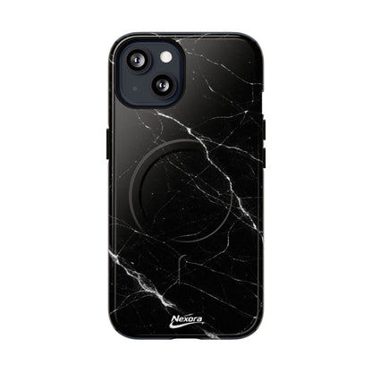 Nexora Magnetic Tough Phone Case - Black Marble Protective Cover