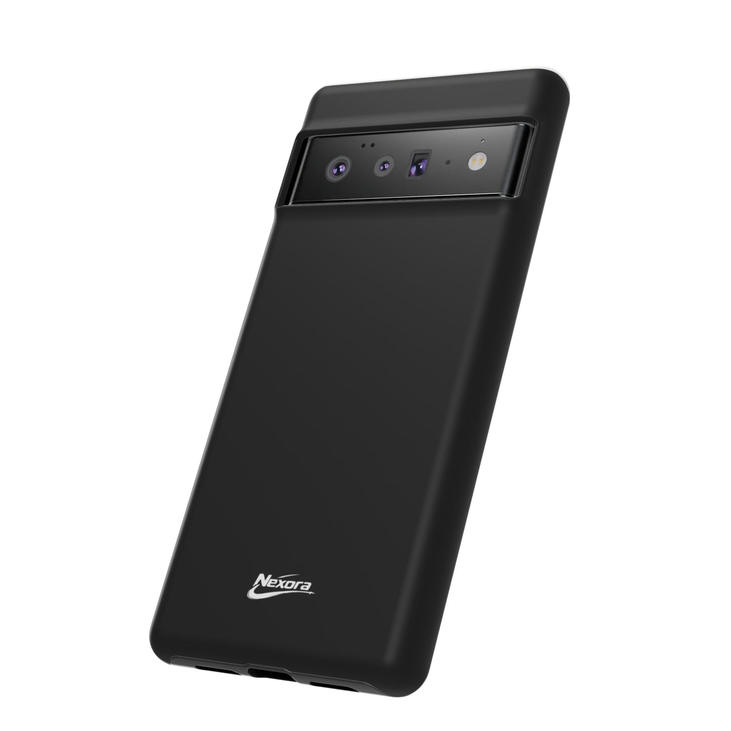 Nexora Black Tough Phone Case – Protective Slim Armor with Logo