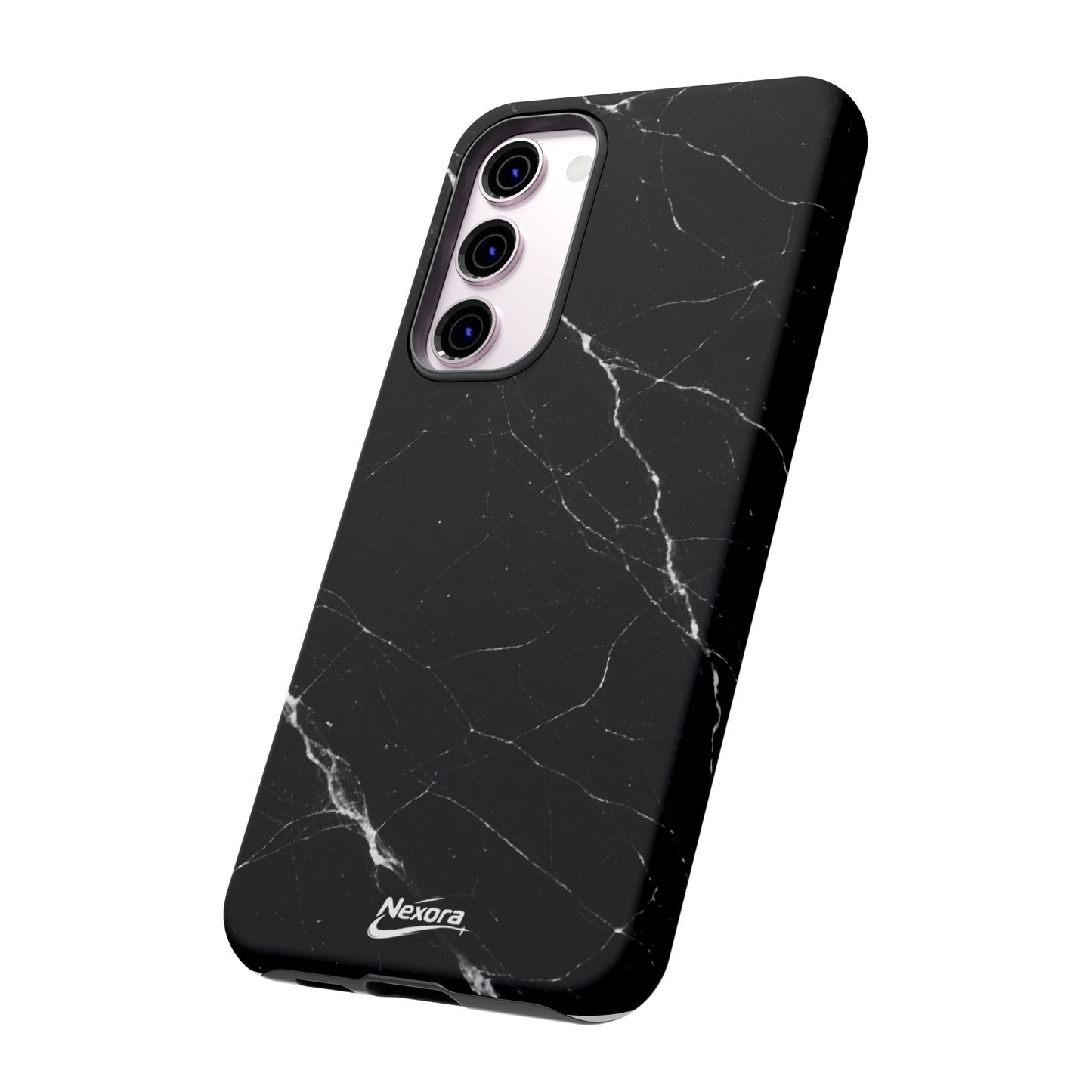 Nexora Black Marble Phone Case — Sleek Tough Protective Case with White Veining